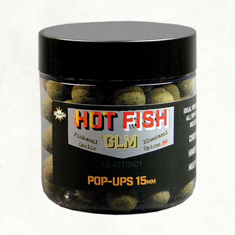 Снимка на Плуващи топчета Dynamite Baits Hot Fish & GLM  Food Bait Pop Ups - 15mm
