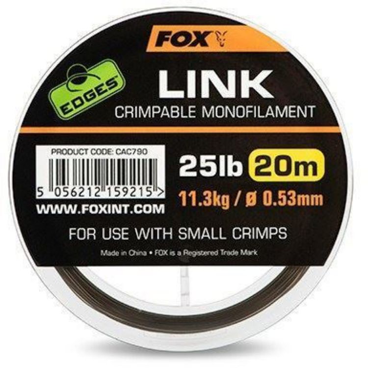 Снимка на Монофилен повод за кримпване Fox Edges Link Crimpable Monofilament 20m
