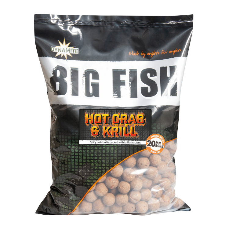 Снимка на Протеинови Топчета DYNAMITE BAITS Big Fish Hot Crab and Krill Boilie  1.8kg