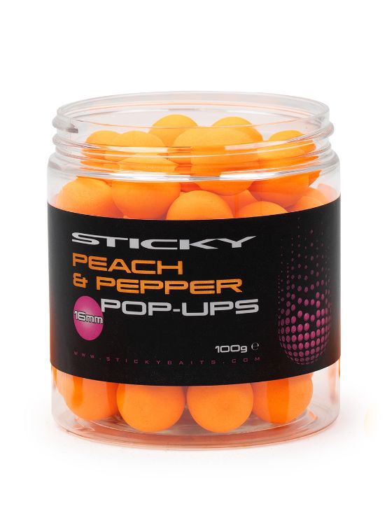 Снимка на Плуващи топчета Sticky Baits Peach & Pepper Pop-Ups 12mm
