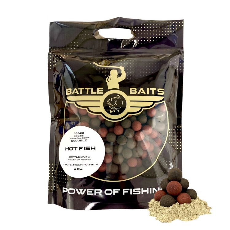 Снимка на Протеинови топчета BATTLE BAITS Hot Fish 3kg