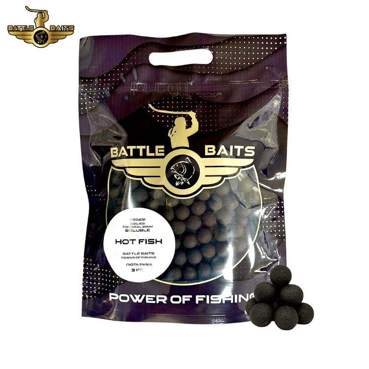 Снимка на Протеинови топчета BATTLE BAITS Hot Fish 3kg