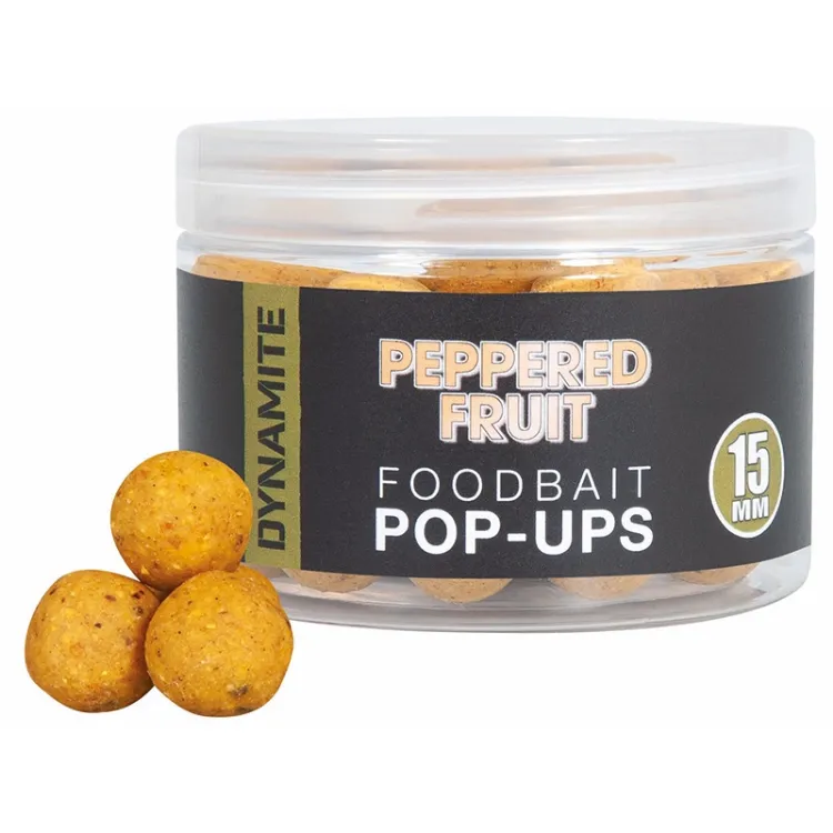 Снимка на Плуващи топчета Dynamite Baits Peppered Fruit Foodbait Pop-Ups 15mm